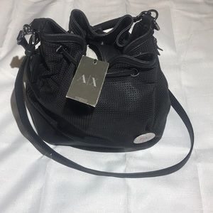 Armani Exchange Perforated Leather Drawstring Bag